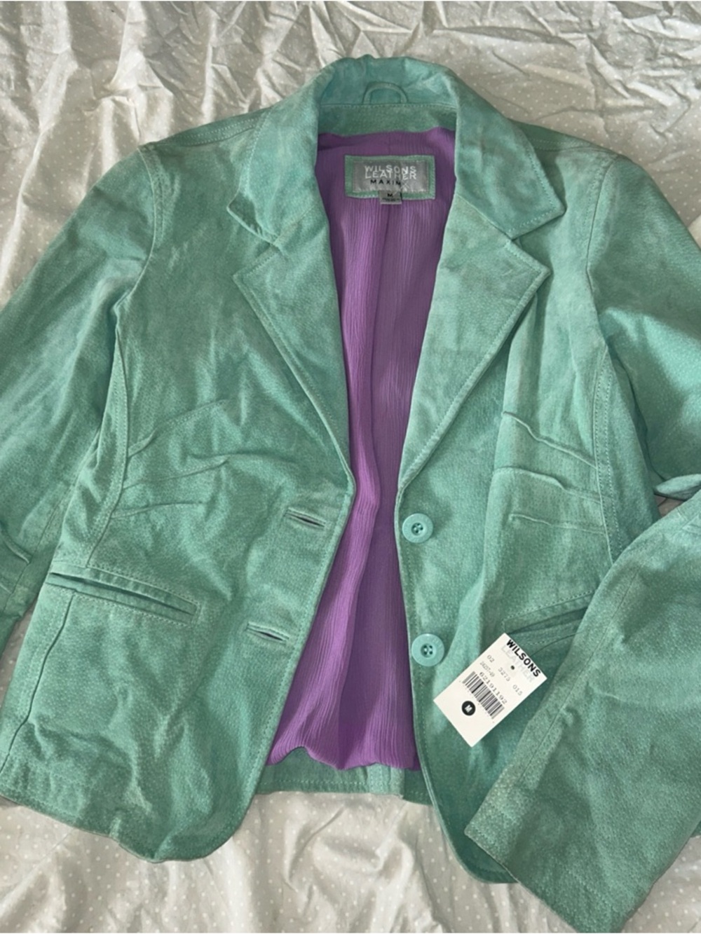 NOS Wilson’s Leather Maxima Green Suede Jacket Women’s Size M New Vintage